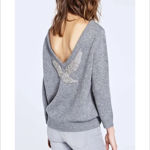 ba sh Sweaters Nwot Bash Opium Deep V Back 0 Recycled Wool Sweater Size Small Poshmark
